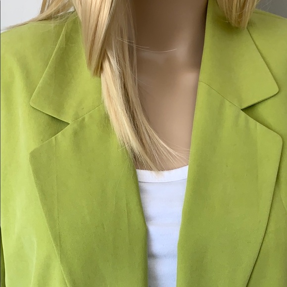 LIME GREEN SAKS FIFTH AVE SILK BLAZER! PERFECTION! - Picture 5 of 8
